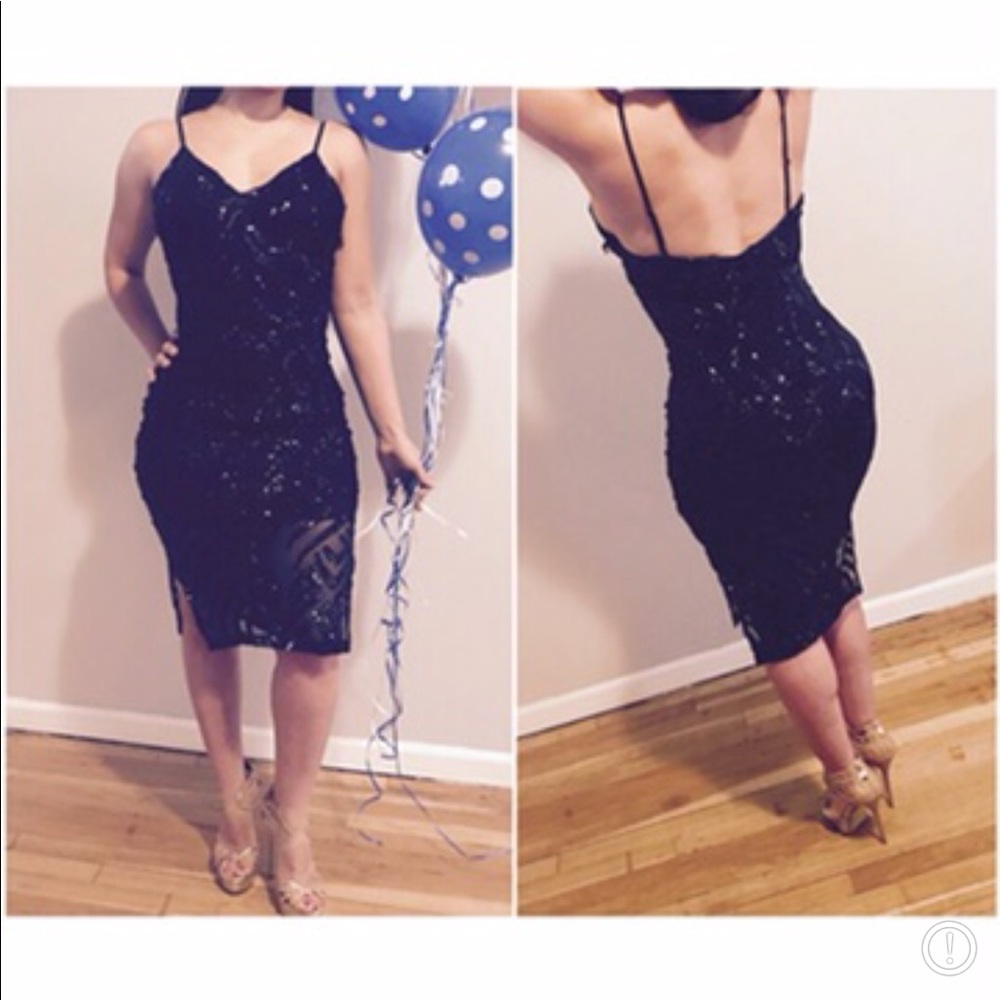 24k label  by k too design sequins black dress.